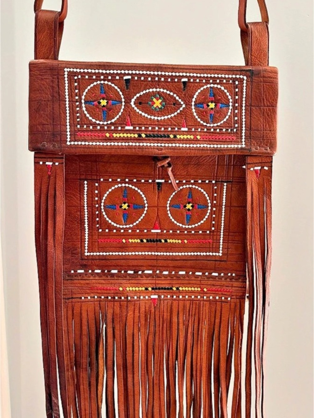 Handmade Moroccan Leather Fringe Crossbody Bag BOHO